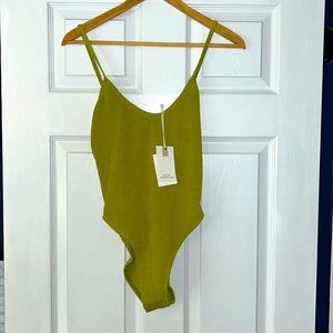 Swimsuit, Good American, size sm/m , Chartreuse, “always fits “one-piece. NWT